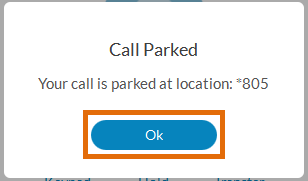 Desktop App - Active Call - Park Call - Call Parked