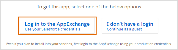 Click Log in to the AppExchange.